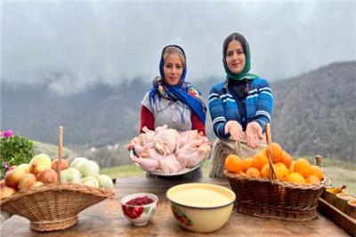 آشپزی در طبیعت زندگی روستایی شمال ایران :: مرغ پرتقالی