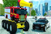 کارتون ماشین تصادفی طولانی چپ شدن تریلی :: خاموش کردن آتش توسط آتش نشانی :: ماشین پلیس بزرگ