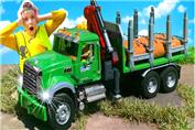 فیلم ماشین بازی کودکانه پسرانه جدید 221 :: کامیون و تریلی :: ماشین سنگین برای حمل تنه درخت
